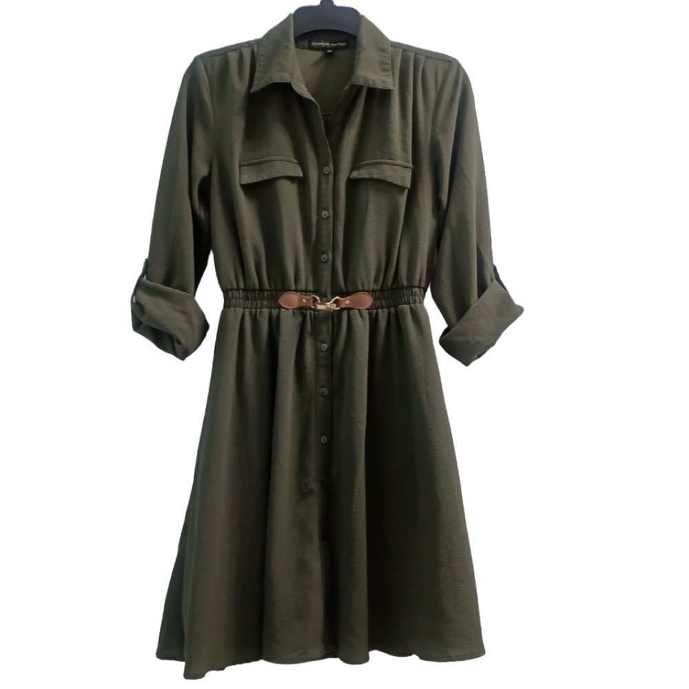 [Always Indigo] PS Button-Up Olive Green Dress